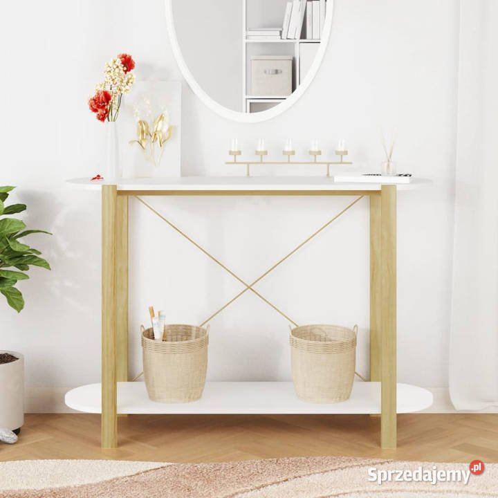 Stolik konsolowy biały 110x38x75 materiał Stoły mazowieckie