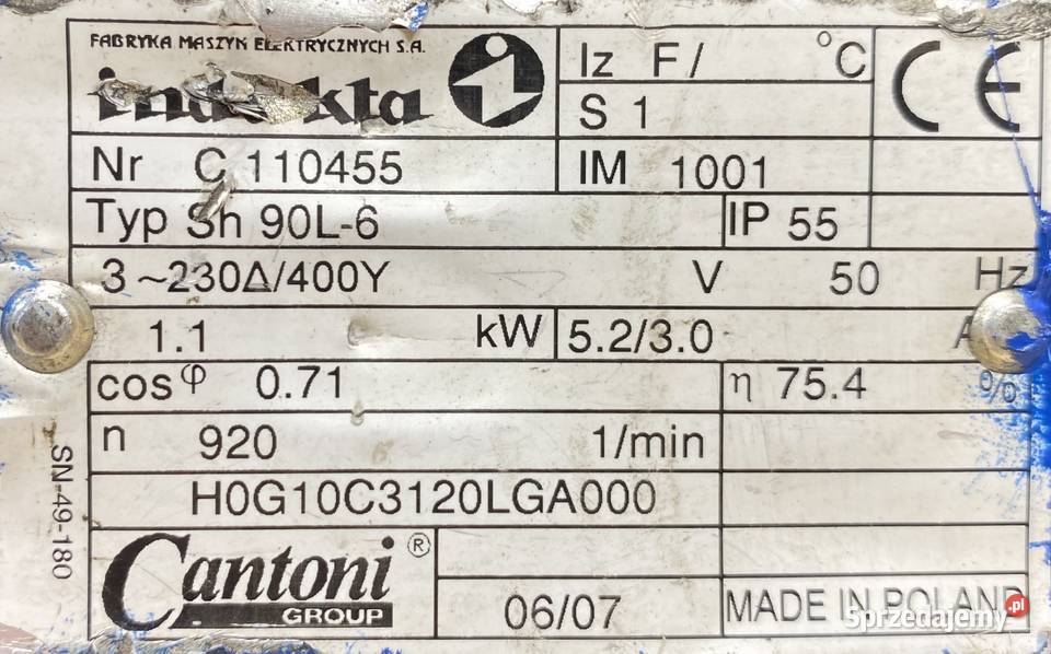 silnik elektryczny 11kW 920obr 3fazowy INDUKTA