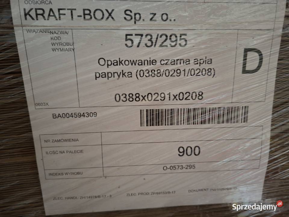 Opakowanie ogrodnicze karton papryka na Podzborów