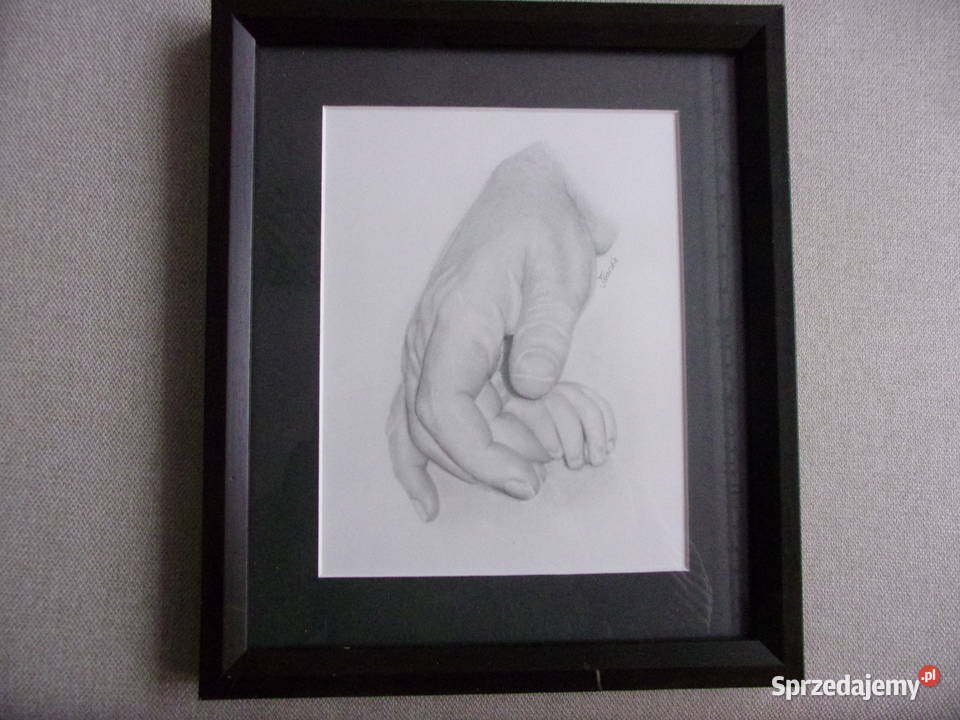 ładny rysunek wykonany w ołówku oprawiony Warszawa