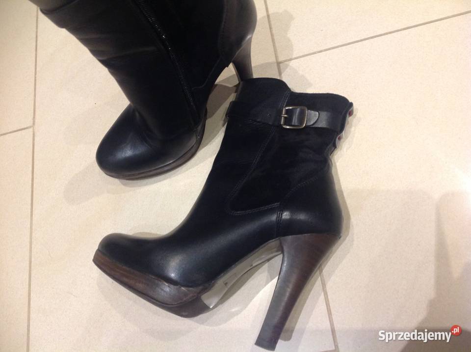 Botki Skórzane Damskie Czarne 36 Skóra naturalna Nowa Sól