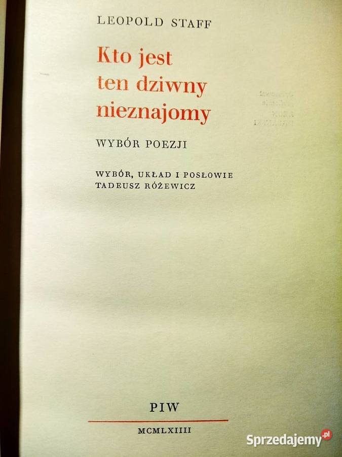 Staff Poezje Wiersze wydanie pierwsze książki Warszawa