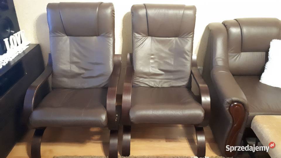 Wypoczynek ze skóry z dwoma fotelami małopolskie Olkusz