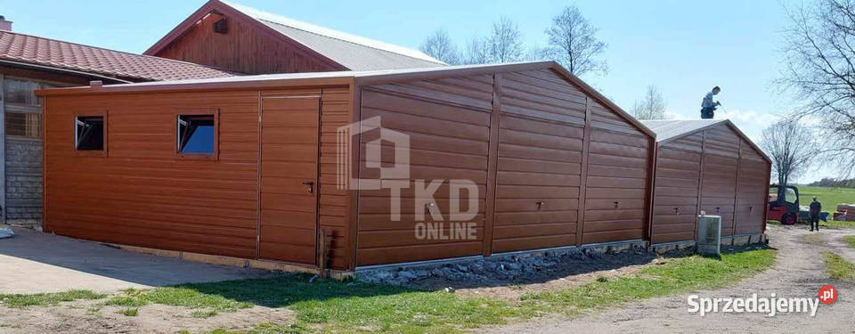 Garaż Blaszany 95x6 Brama drewnopodobny 2x okno Sieradz