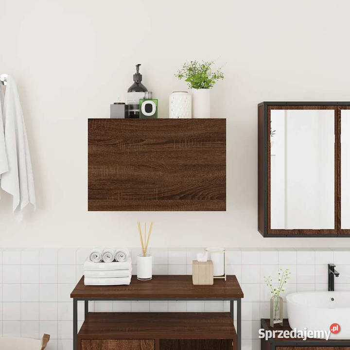 Wisząca szafka łazienkowa brązowy dąb 60x25x40 mazowieckie Warszawa