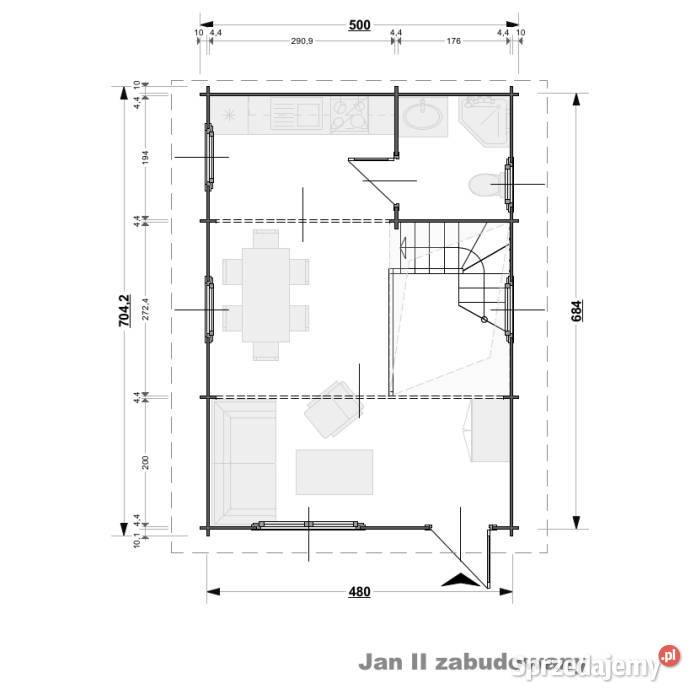 Drewniany domek całoroczny Jan II zabudowany 65 Mrągowo sprzedam