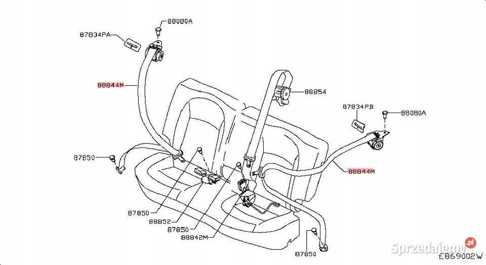 PAS BEZPIECZEŃSTWA PRAWY TYŁ NISSAN QASHQAI J11 sprzedam