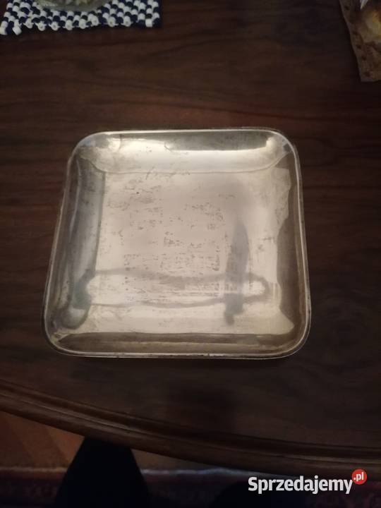 Kwadratowa srebrna tacka prosta Gdańsk