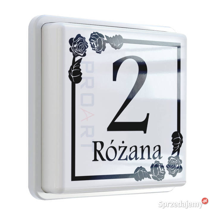 LED podświetlany NUMER na dom z RÓŻAMI tabliczka zewnętrzne Poznań