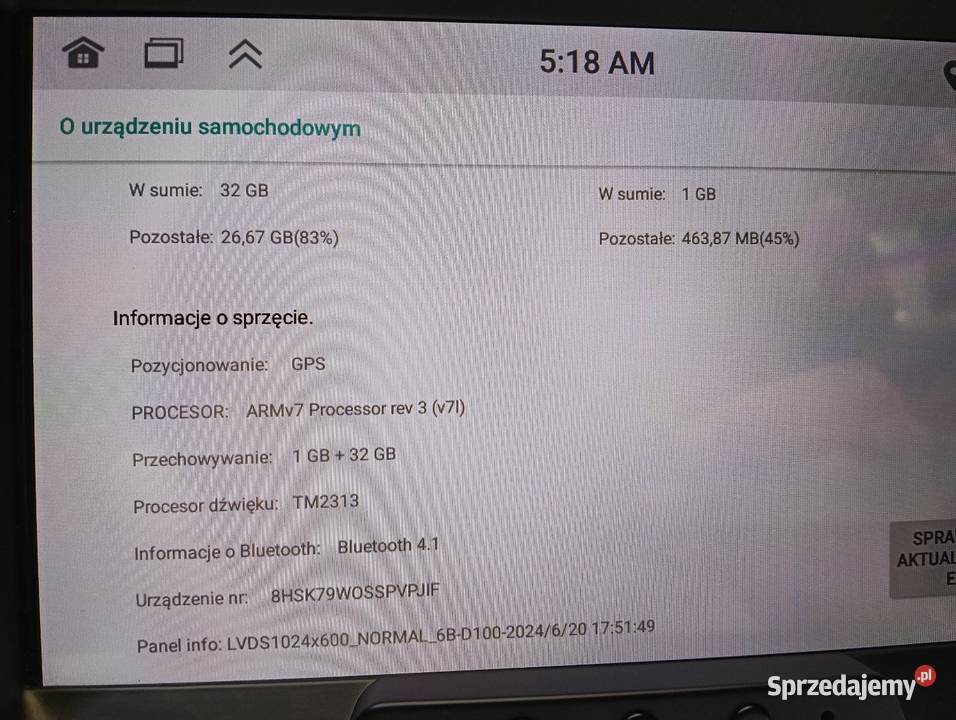 Radio 8 2DIN Android Dacia Renault GPS Drążdżewo Nowe