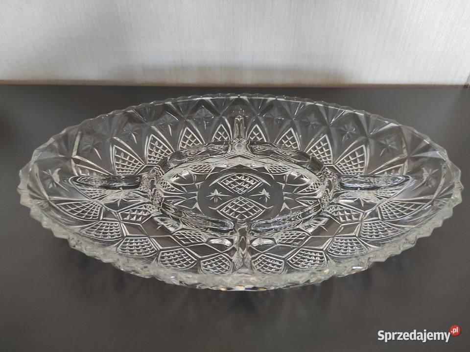 Patera Gondola stare szkło prasowane PRL patera Porcelana i szkło