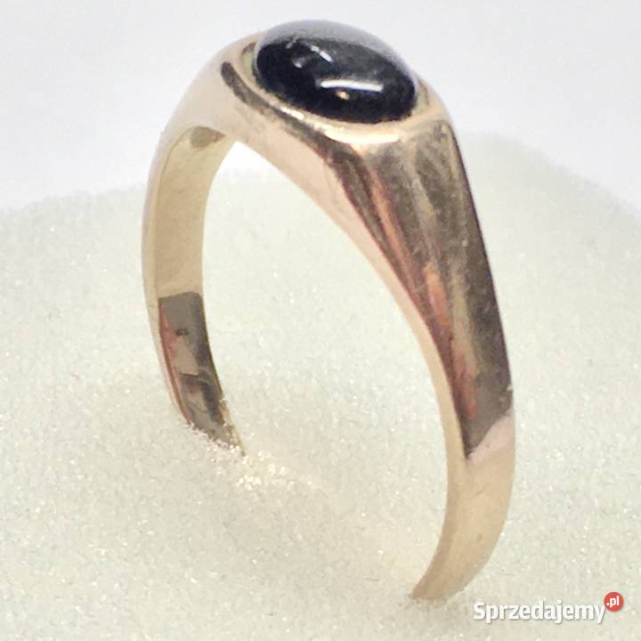 Złoty SYGNET damski 585 14K cudowny ONYKS CZARNY Warszawa