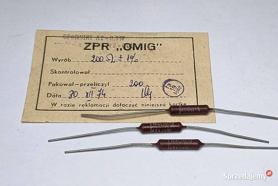 Rezystor 200 Ohm 1 AT05W OMIG Gdańsk sprzedam
