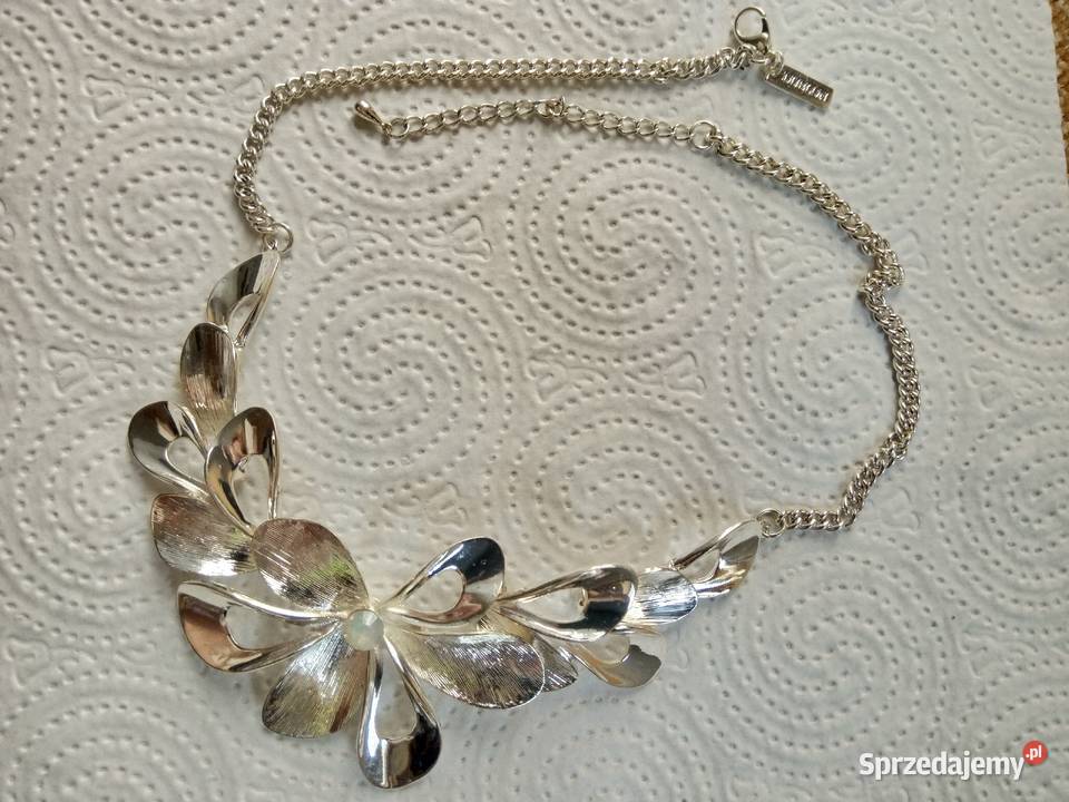 ozdobny naszyjnik metalowy kwiaty NOWY Zielona Łąka