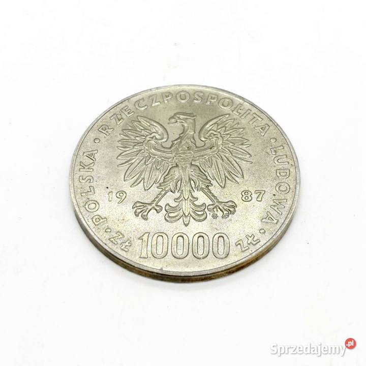 Srebrna moneta 10000 1987 Jan Paweł II PRL Numizmatyka Elbląg