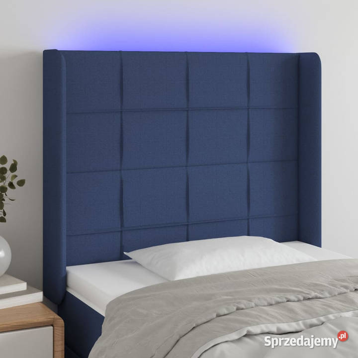 Zagłówek do łóżka z LED niebieski 103x16x118128 mazowieckie Warszawa