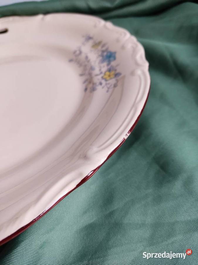 Talerz porcelanowy Tułowice kremowy z uchwytami Porcelana i szkło Głuchołazy