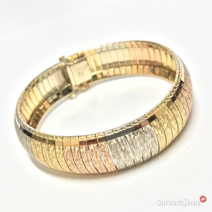 Złota BRANSOLETKA damska 18K trzy KOLORY złota mazowieckie sprzedam