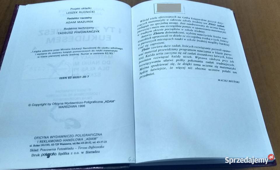 I ty zostaniesz Euklidesem Materiały do Gdańsk sprzedam