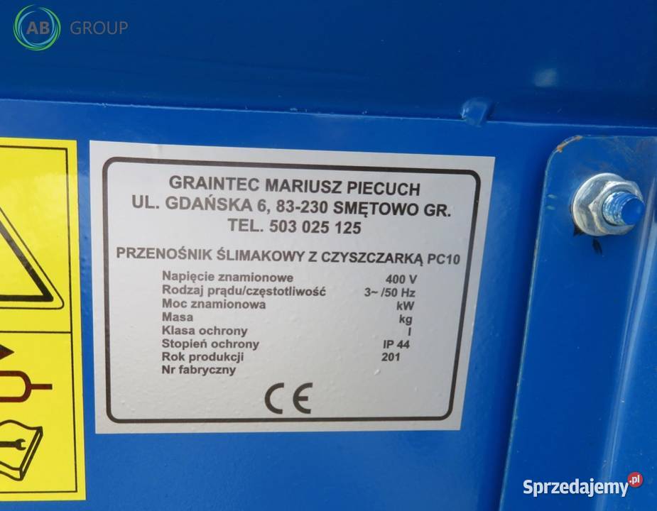 Graintec przenośnik ślimakowy z czyszczarką PC Rzędziany