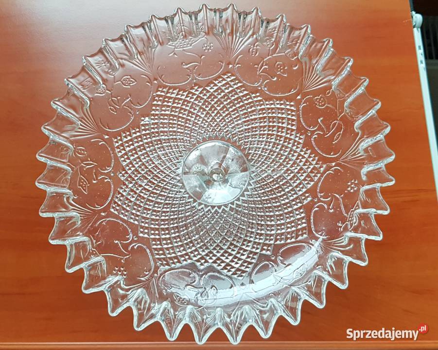 Stara patera owocarka z falbanką stare szkło Dąbrowa Górnicza