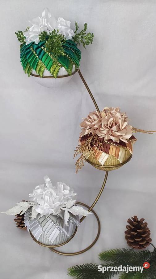 Bombki z wstążki choinkowe ozdoby świąteczne