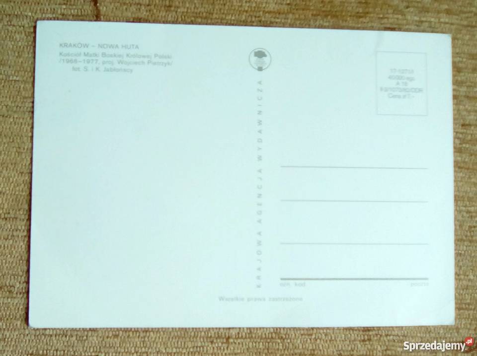 KOŚCIÓŁ MATKI BOSKIEJ KRÓLOWEJ POLSKI KRAKÓW Pocztówki i karty telefoniczne lubelskie