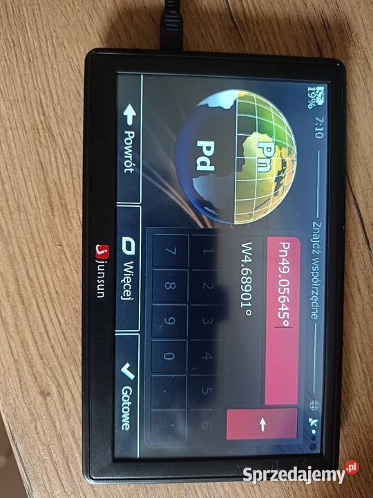 Nawigacja firmy junsun 10 z kartą sdhc 8gb i Kłudno