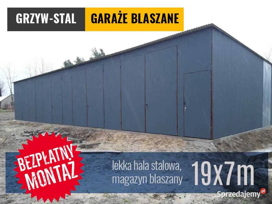 Garaż Blaszany Hala Garaże Blaszane Wiata 133m2 Brzeziny