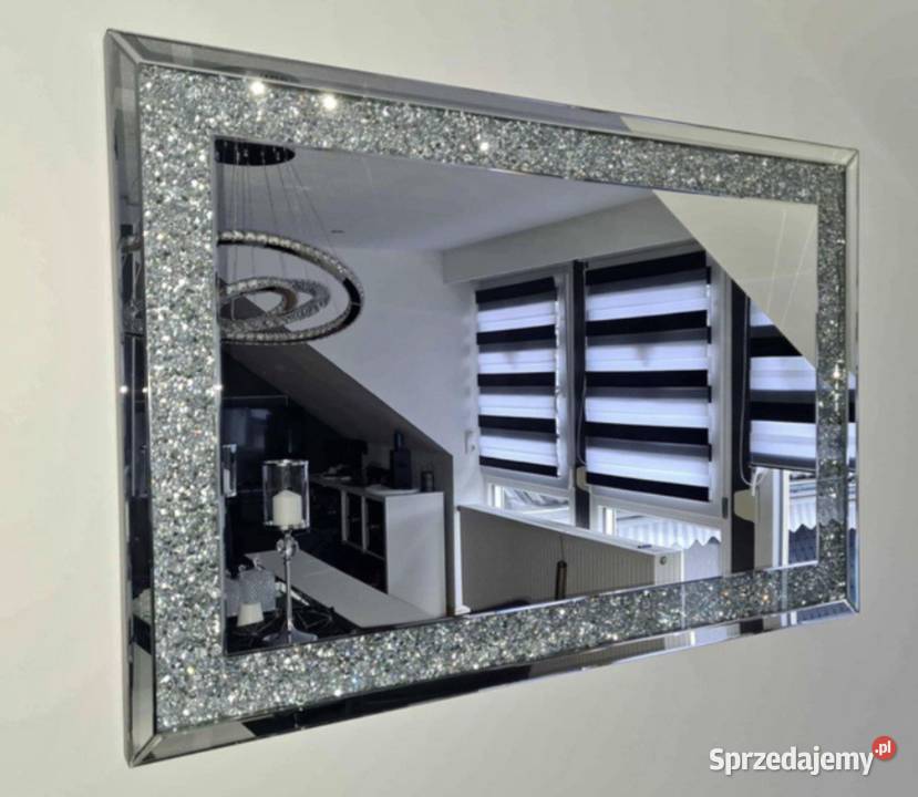 Nowoczesne lustro glamur kryształowe z