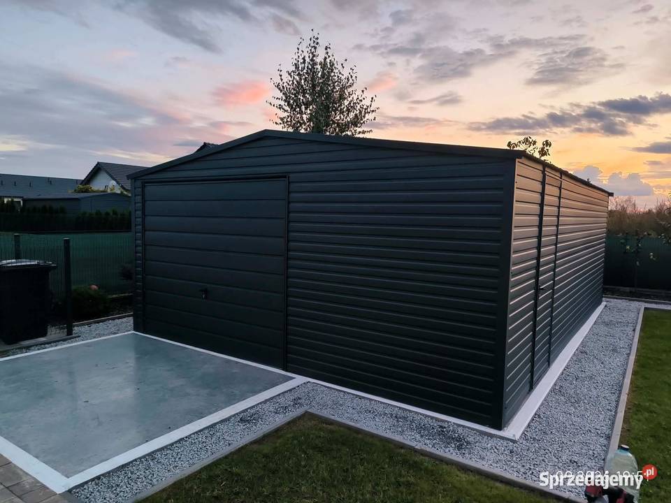 Garaż blaszany 5x5 grafit przetłoczenie poziome samodzielny Płock
