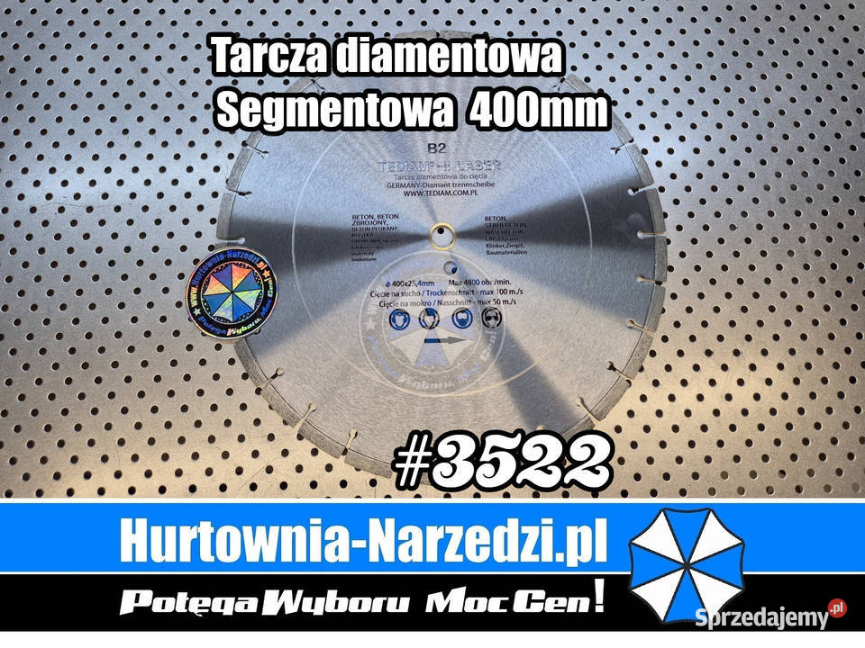 Tarcza diamentowa 400mm x h10mm 100ms B2 tarcza Tarcze Nowe sprzedam