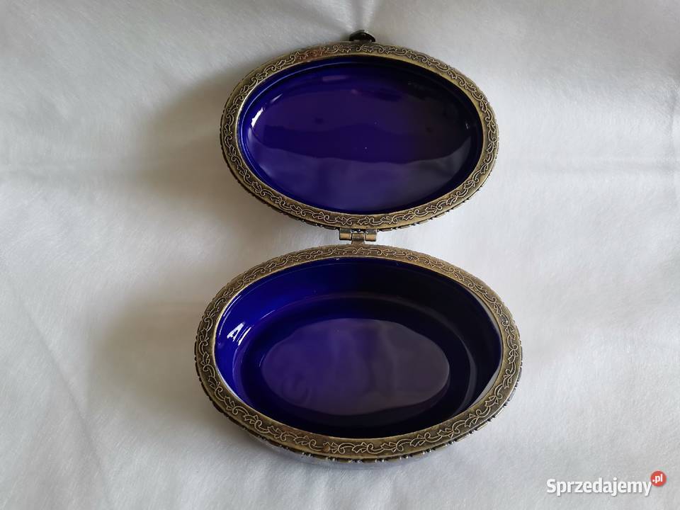Stara szkatułka puzderko porcelana kobaltowa 3 Katowice sprzedam