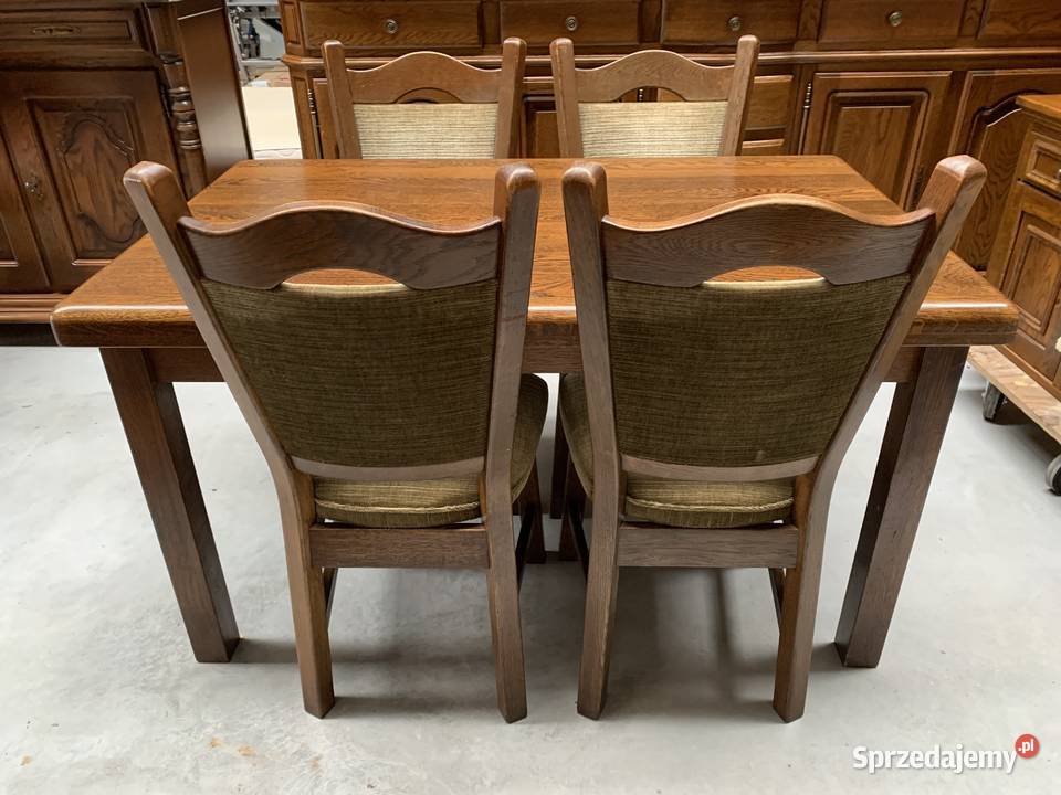 MASYWNY DĘBOWY HOLENDERSKI STÓŁ BLAT 654 KRZESŁA