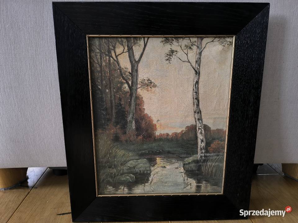 Piękny obraz olejny na płótnie pejzaż Łódź sprzedam