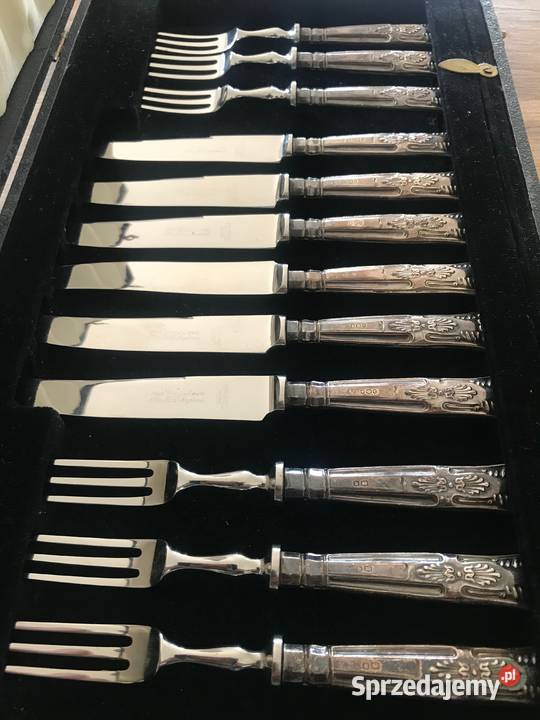 Komplet zabytkowych sztućców deserowych SREBRO mazowieckie Warszawa