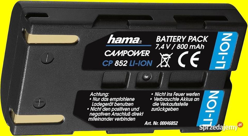 Bateria hama 74V 800 mAh CP852 LiION Samsung Kamery