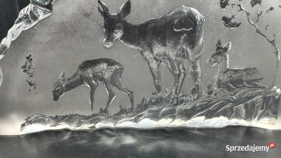 Szkło duży przycisk do papieru motyw myśliwski Zamość