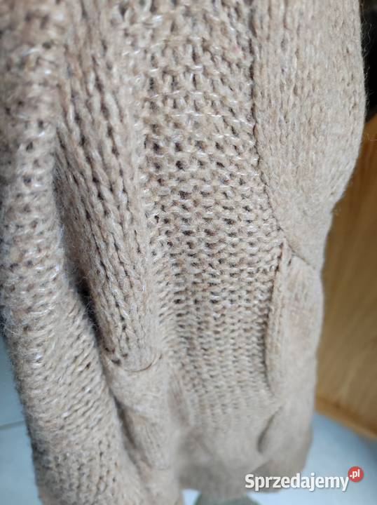 Italy włoski sweter w warkocze pleciony ciepły brązowy/beżowy Kielce