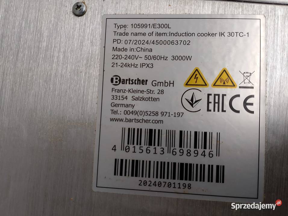 Kuchenka indukcyjna Bartscher 105991 Wrocław
