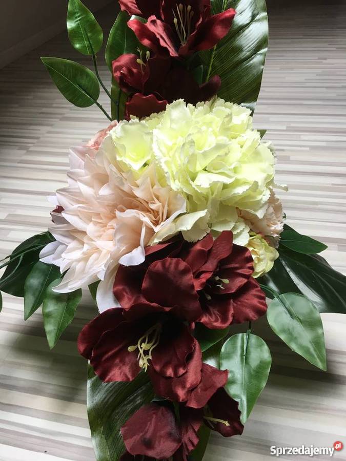 Wiązanka kwiaty sztuczne cmentarz stroik grób Kalisz