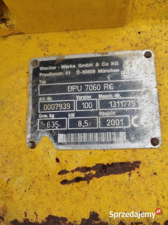 Zagęszczarka Wacker DPU 7060 Zbylitowska Góra sprzedam