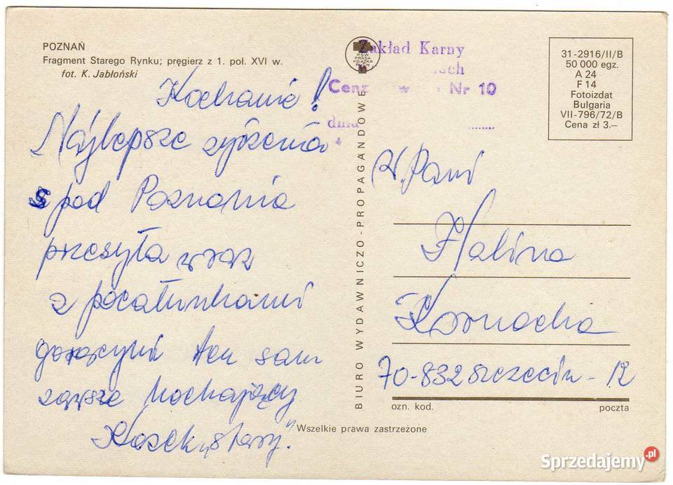 POZNAŃ RYNEK PRĘGIERZ POCZTÓWKA Krynki