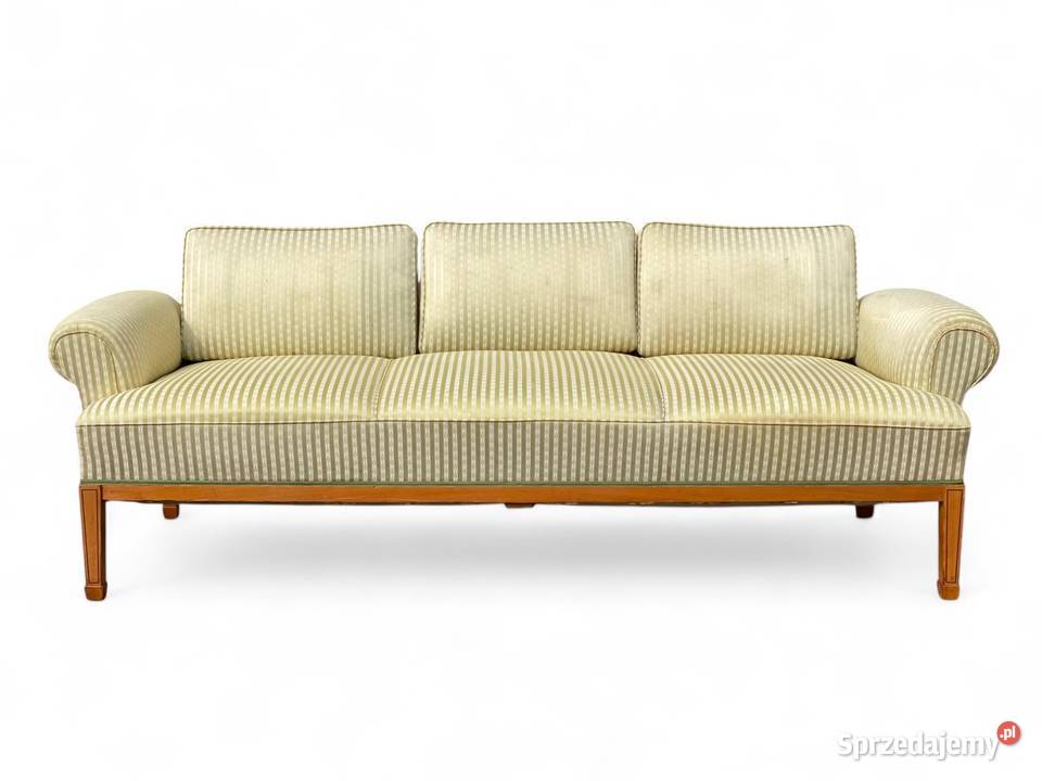 Jasna sofa trzyosobowa vintage na zwężanych zachodniopomorskie Gryfice