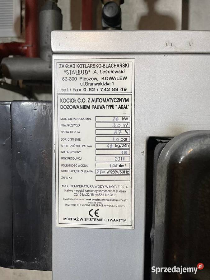 Kocioł CO 28 kw z podajnikiem tłokowym
