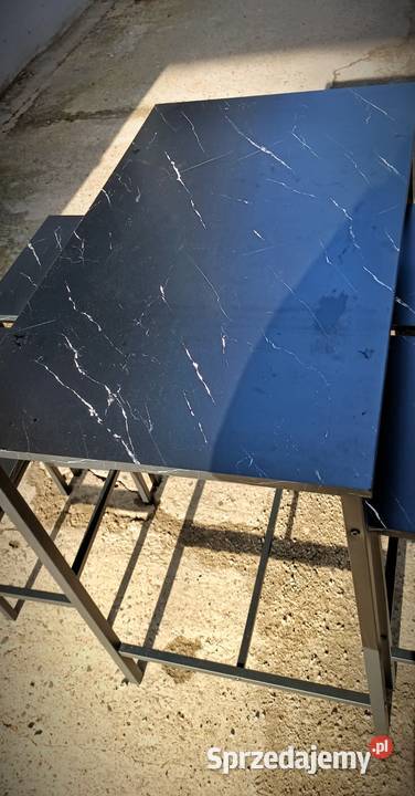 Stół z 4 krzesłami czarny marmur 100x60x90 Stoły z krzesłami lubuskie Gorzów Wielkopolski
