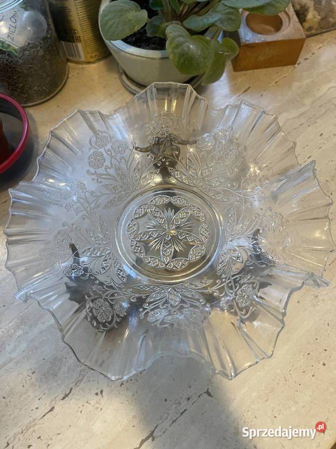Patera z kozłami mosiądz secesja szkło z Łódź sprzedam
