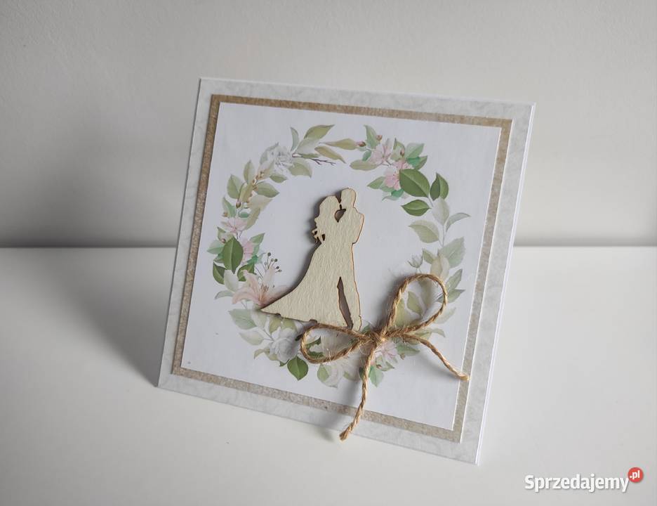 Kartka ręcznie robiona na ślub Para Mloda Łódź