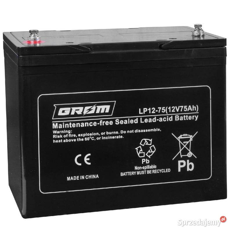 Akumulator żelowy 12V 75Ah GROM LP1275