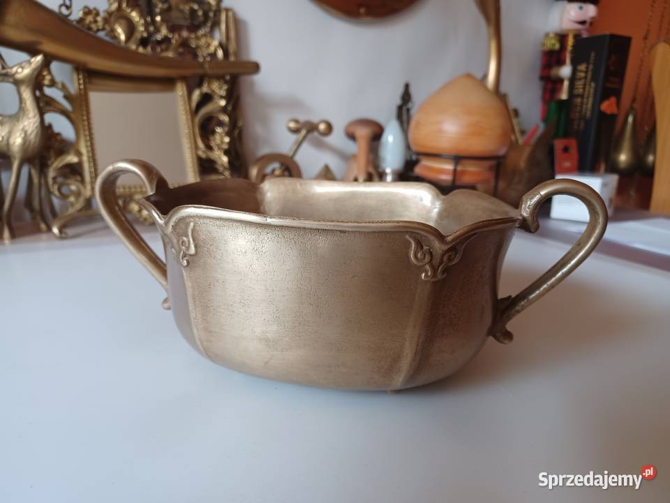 Piękna mosiężna żardiniera Gilde Poznań